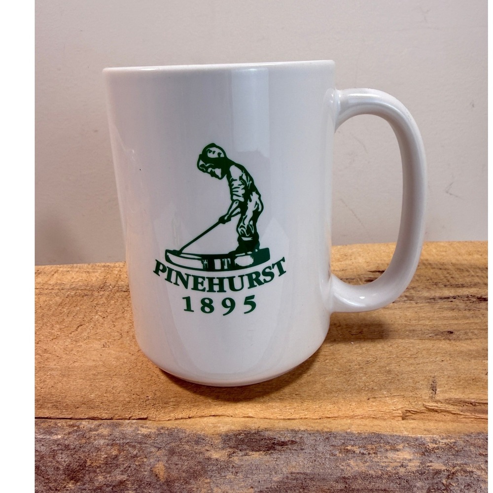 Pinehurst 1895 Golf Putter Boy Logo White Ceramic Coffee Mug Green Graphic